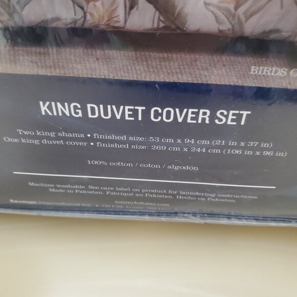 Tommy Bahama Birds Of Paradise Ivory Cotton King 3-Piece Duvet Cover Set - Picture 9 of 10